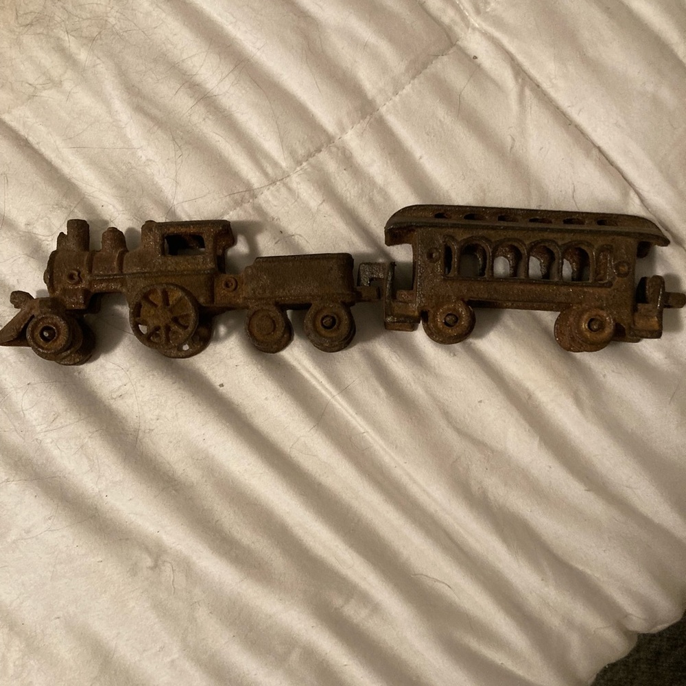 Very rare vintage cast iron toy train very old